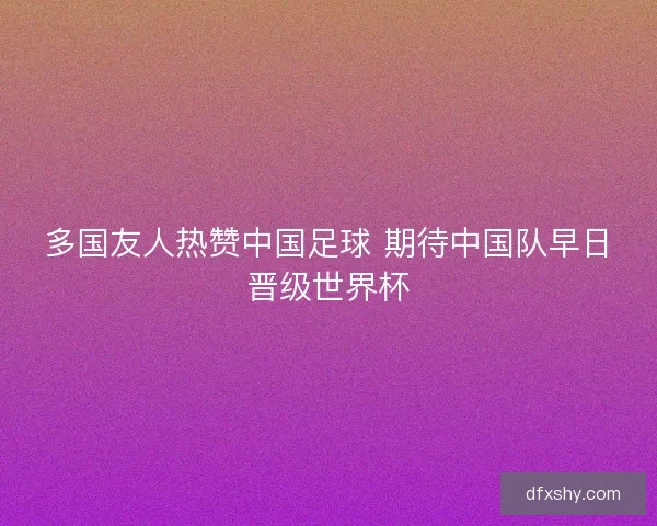 多国友人热赞中国足球 期待中国队早日晋级世界杯
